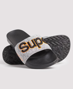 Superdry Classic Embroidered Pool Férfi Papucs Szürke | YZRVC7864